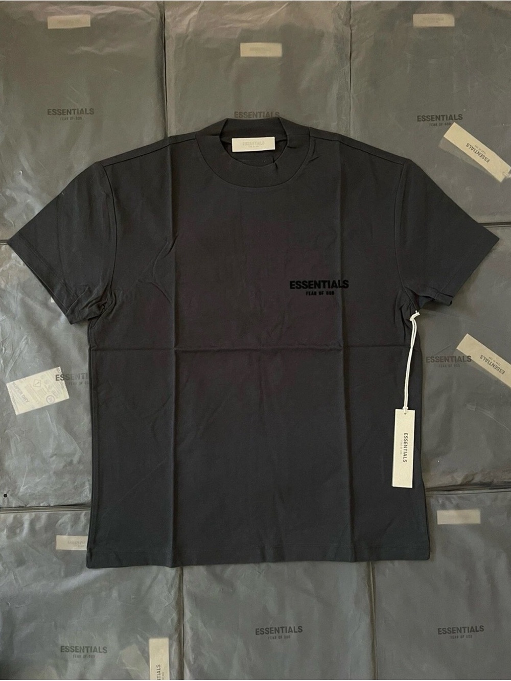 Fear of God Essentials Black Short-Sleeve Logo Tee
